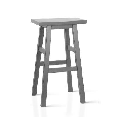 new set of 2 wooden backless bar stools - black