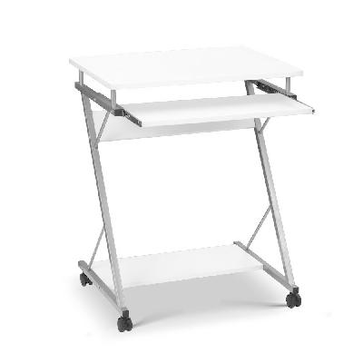 new metal pull out table desk - white 