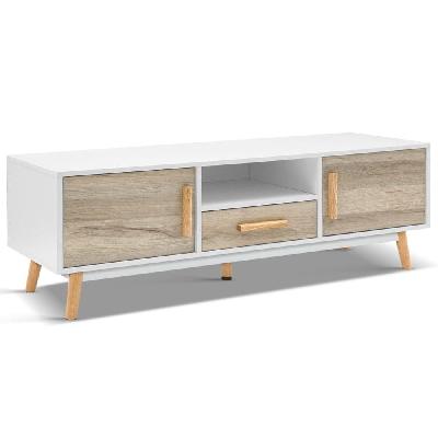 new wooden entertainment unit - white & wood