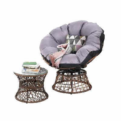 papasan chair and side table - brown 