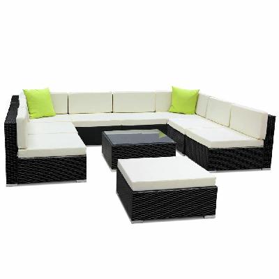 10pc outdoor furniture sofa set wicker garden patio lounge 