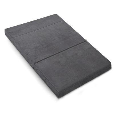 double size folding foam mattress portable bed mat velvet dark grey