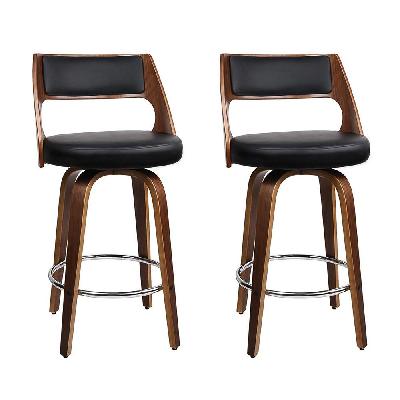 new set of 2 wooden bar stools swivel bar stool kitchen dining chair cafe black 76cm