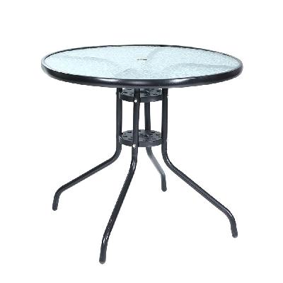 outdoor dining table bar setting steel glass 70cm