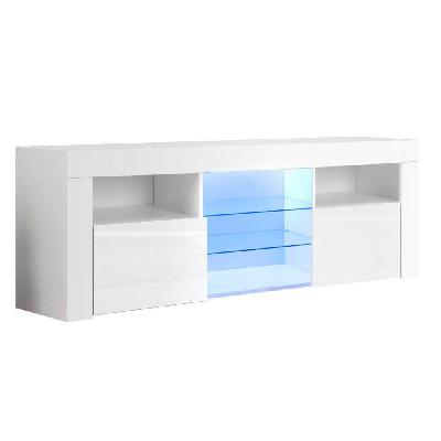 new tv cabinet entertainment unit stand rgb led gloss furniture 145cm white