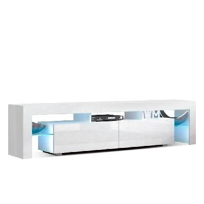 new 189cm rgb led tv stand cabinet entertainment unit gloss furniture drawers tempered glass shelf white 