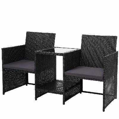 outdoor setting wicker loveseat birstro set patio garden furniture black