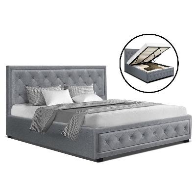 new tiyo queen size gas lift bed frame base with storage mattress grey fabric