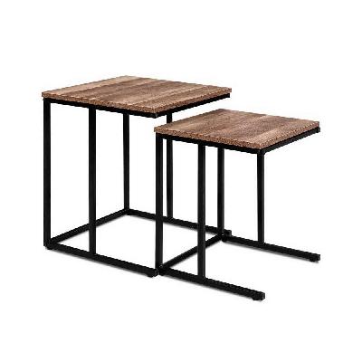 new coffee table nesting side tables wooden rustic vintage metal frame