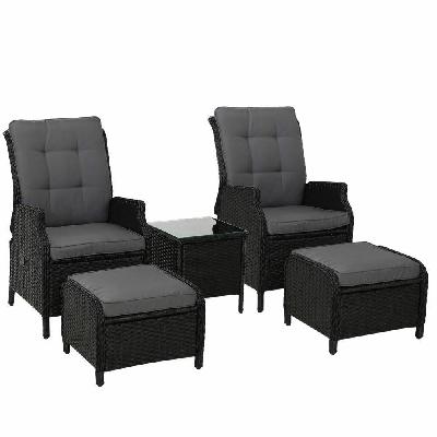 recliner chairs sun lounge setting outdoor furniture patio garden wicker 