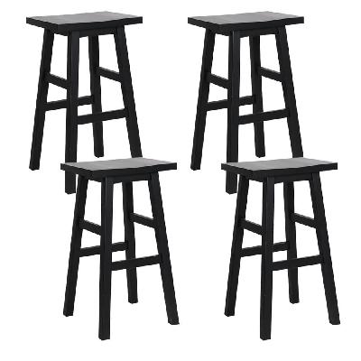 new set of 4 wooden bar stools kitchen bar stool chairs barstools black