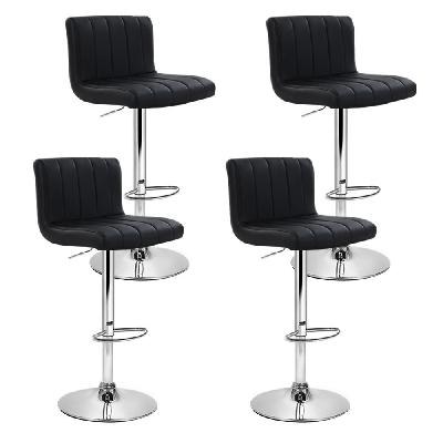 new set of 4 pu leather bar stools kitchen chair bar stool black lana gas lift swivel