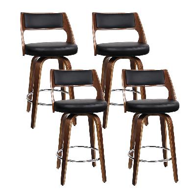 new set of 4 wooden bar stools swivel bar stool kitchen dining chair cafe black 76cm