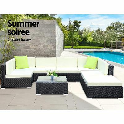 8pc outdoor furniture sofa set wicker garden patio pool lounge