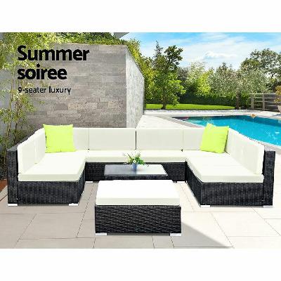 10pc sofa set with storage cover outdoor furniture wicker