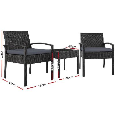 3-piece outdoor set - black 