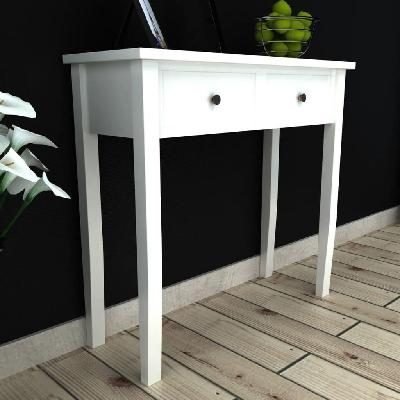 dressing console table with two drawers white