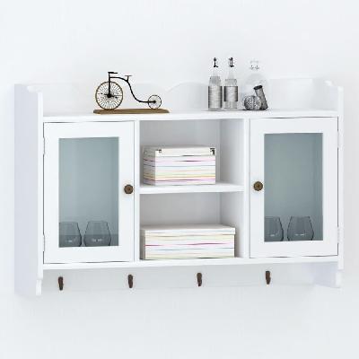 wall cabinet display shelf book/dvd/glass storage white mdf 