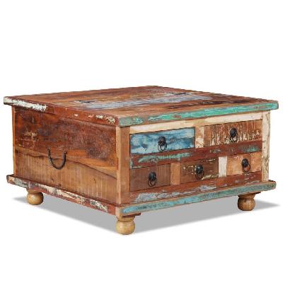 coffee table reclaimed wood 70x70x38 cm