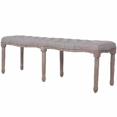 bench linen solid wood 150x40x48 cm light grey