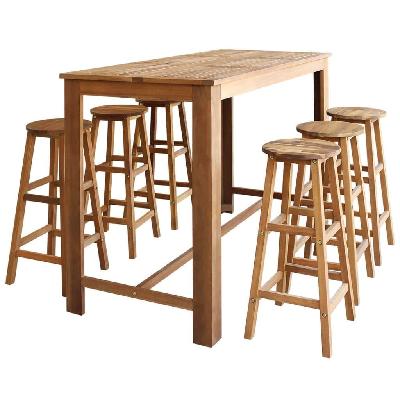 bar table and stool set 7 pieces solid acacia wood 