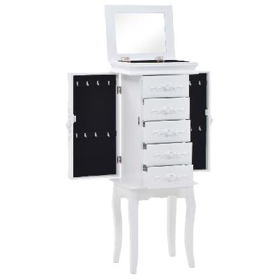 free standing jewelery cabinet white