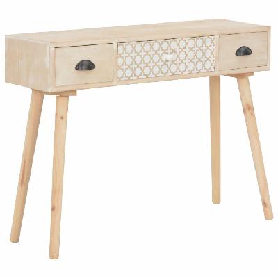 console table with 3 drawers 100x30x73 cm solid pinewood