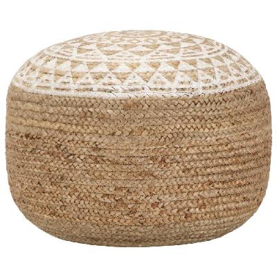 handmade pouffe white 45x30 cm jute 