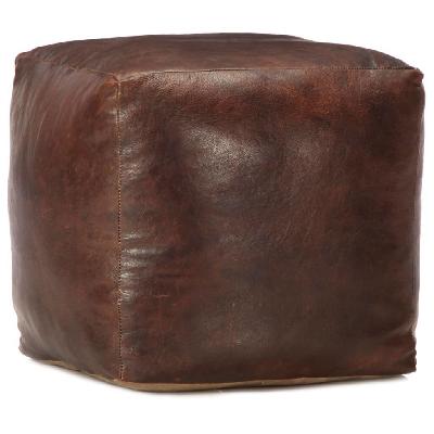 pouffe dark brown 40x40x40 cm genuine goat leather 