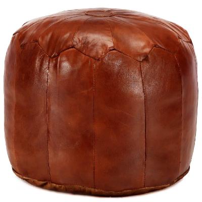 pouffe tan 40x35 cm genuine goat leather