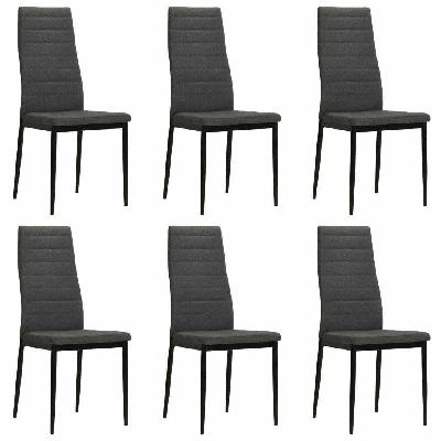 dining chairs 6 pcs dark grey fabric 