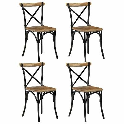 cross chairs 4 pcs black solid mango wood 