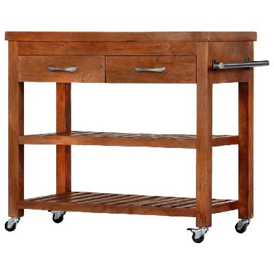 kitchen trolley 100x48x89 cm solid acacia wood