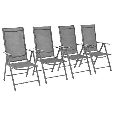 folding garden chairs 4 pcs aluminium and textilene black 