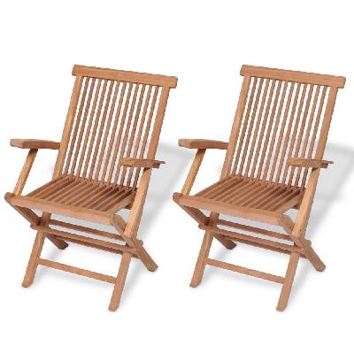 folding garden chairs 2 pcs solid teak wood 