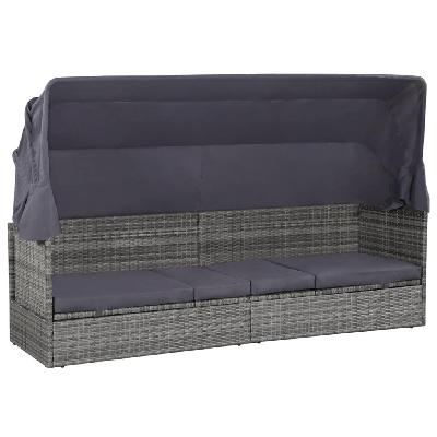 garden bed with canopy grey 205x62 cm poly rattan