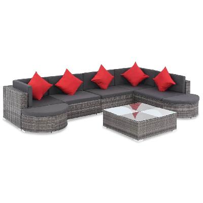 8 piece garden lounge set with cushions poly rattan grey