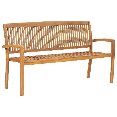 3-seater stacking garden bench 159 cm solid teak wood 