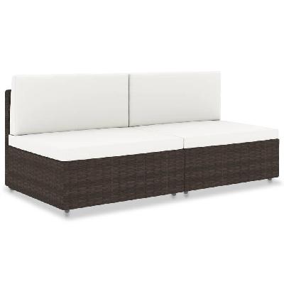 sectional sofa 2-seater poly rattan brown 