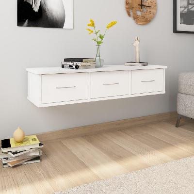wall-mounted drawer shelf white 88x26x18.5 cm chipboard 
