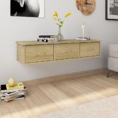 wall-mounted drawer shelf sonoma oak 88x26x18.5 cm chipboard 