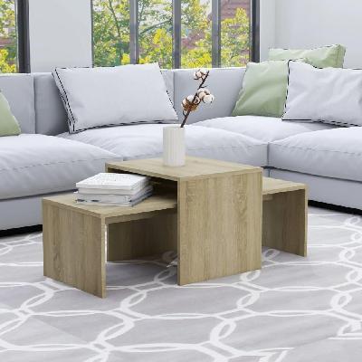 coffee table set sonoma oak 100x48x40 cm chipboard