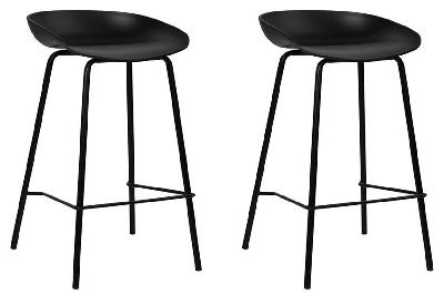 new set of 2 metal bar stools - black