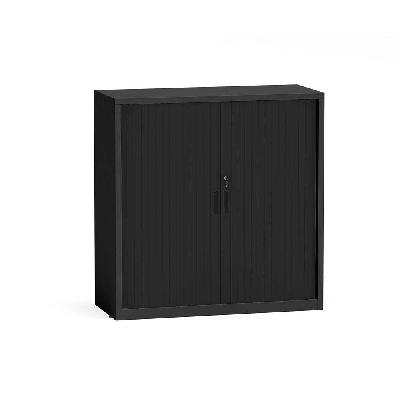order tambour cupboard 1020h x 900w x 500d with 2 shelves black 