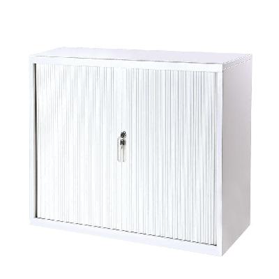 order tambour cupboard 1020h x 900w x 500d with 2 shelves white 