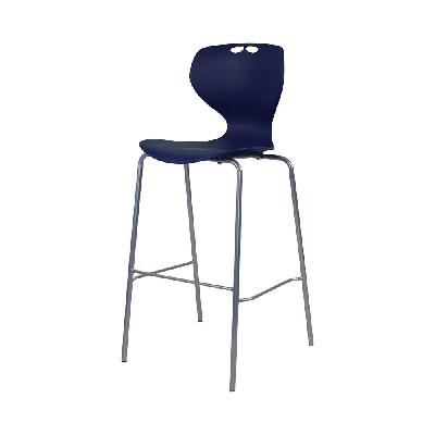 roswell stool 650h 4leg frame silver - seat blue 