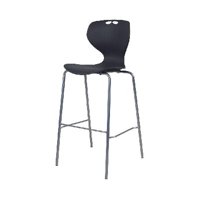 roswell stool 650h 4leg frame silver - seat charcoal 