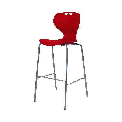 roswell chair 750h 4leg frame silver - seat red 