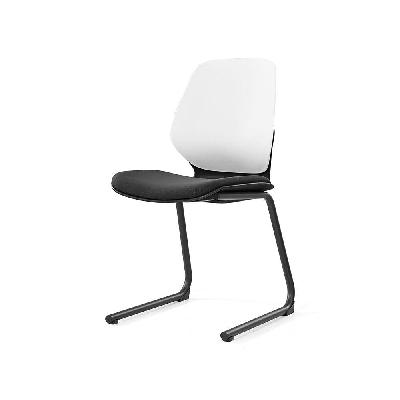 kaleido chair with black reverse cantilever legs -black seat white back 