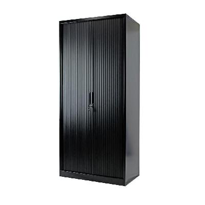 order tambour cupboard 1980h x 900w x 500d with 4 shelves black 